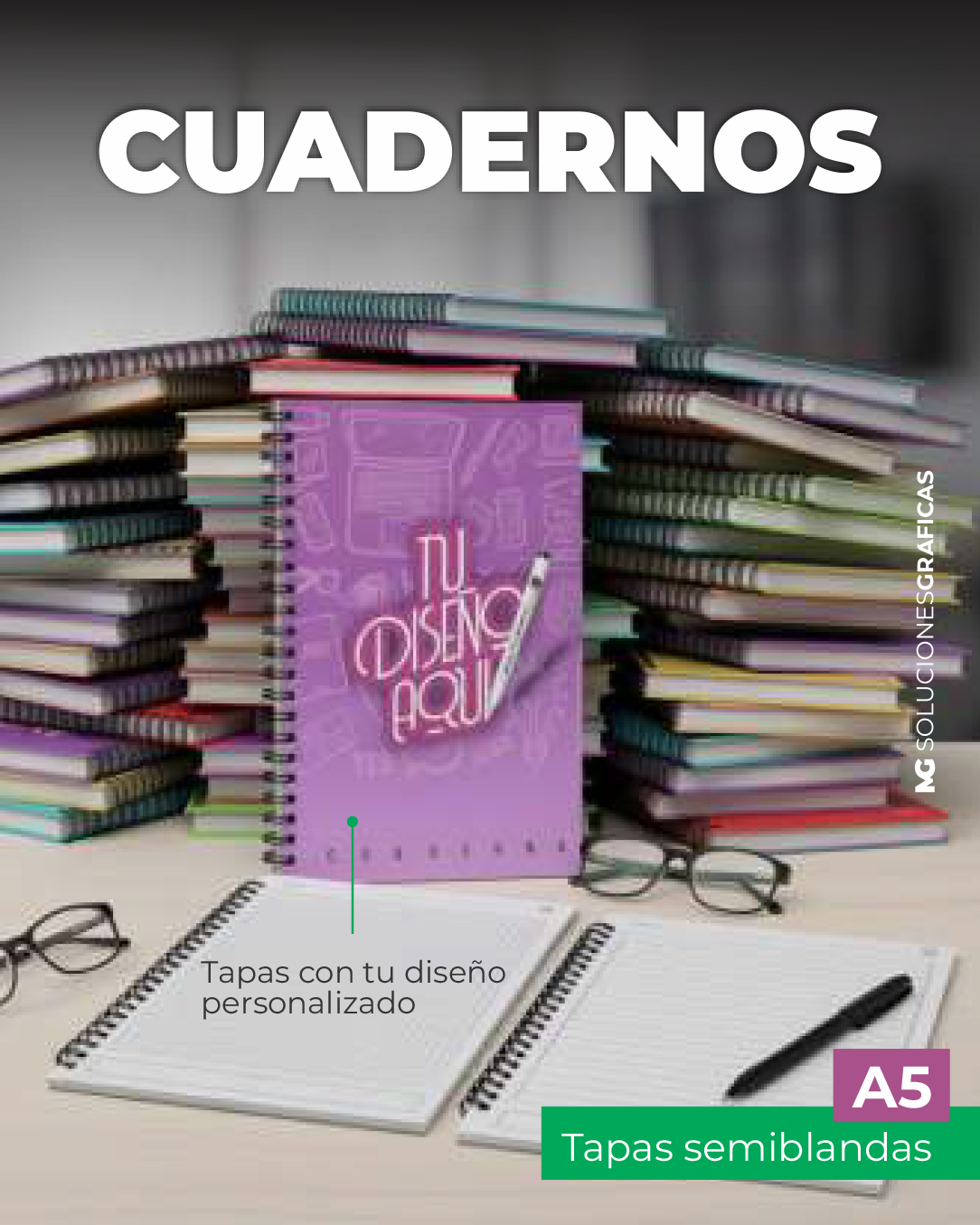 Cuaderno tapa semi blanda x 10 u
